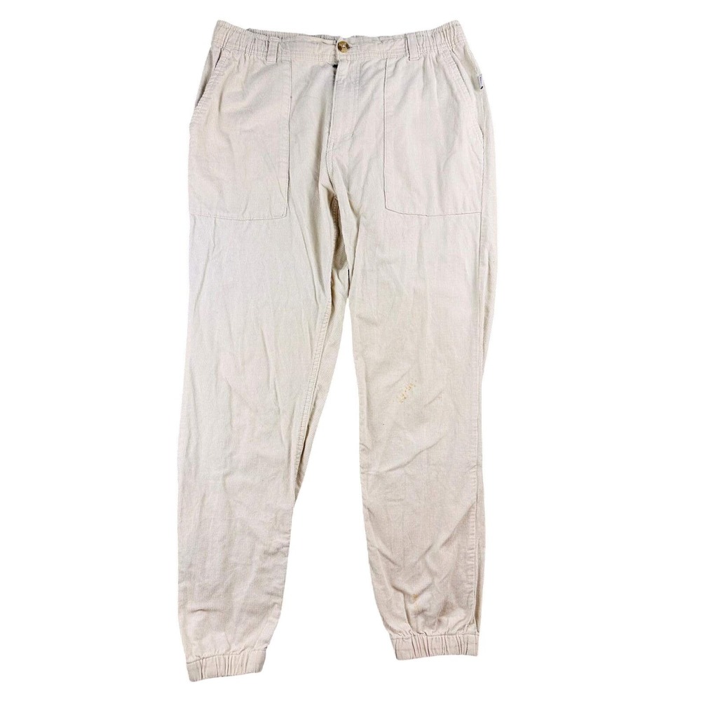 Onia‎ Corduroy Jogger Pants Men L Cream Cotton Elastic Cuffs Drawstring Waist
